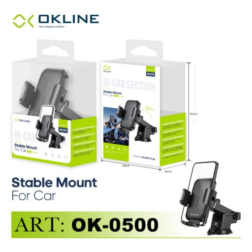 Art.Ok-0500 Okline Supporto Ventosa Adesiva Del Telefono Automobile Nero