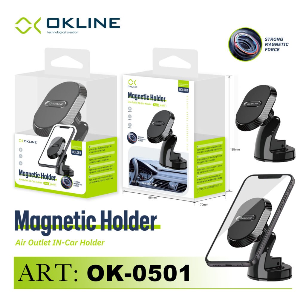 ART.OK-0501 OKLINE SUPPORTO VENTOSA ADESIVA DEL TELEFONO AUTOMOBILE NERO