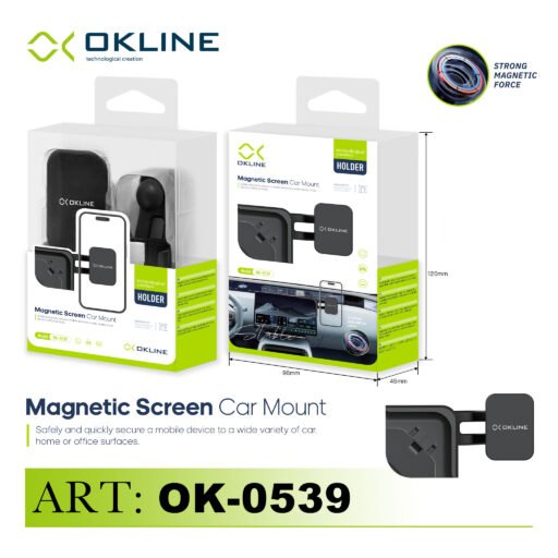 Art.Ok-0539 Okline Magnetic Screen Supporto Magnetico Del Telefono Automobile Nero