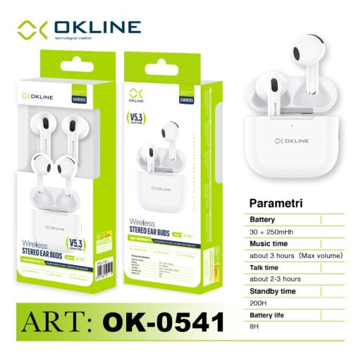 Art.Ok-0541 Okline Earbuds Cuffie Stereo Wireless Bianco