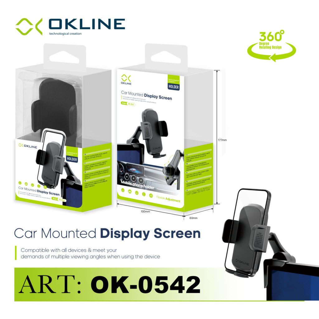 ART.OK-0542 OKLINE SUPER STABLE SUPPORTO SCREEN DEL TELEFONO AUTOMOBILE NERO