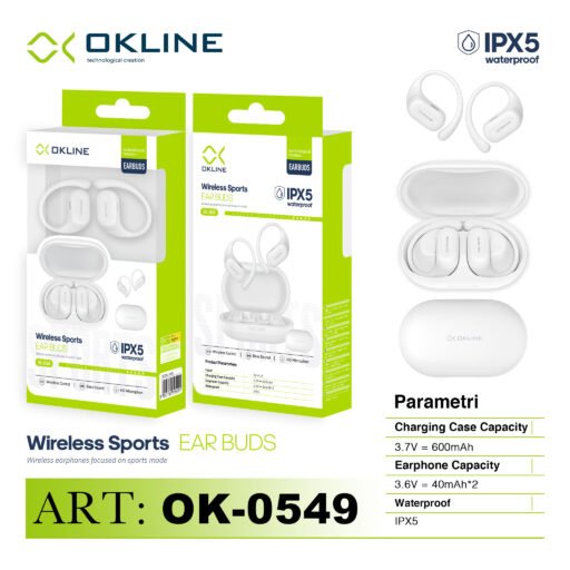 Art.Ab40Bianco Ok-0549 Okline Earbuds Cuffie Wireless Sports Bianco