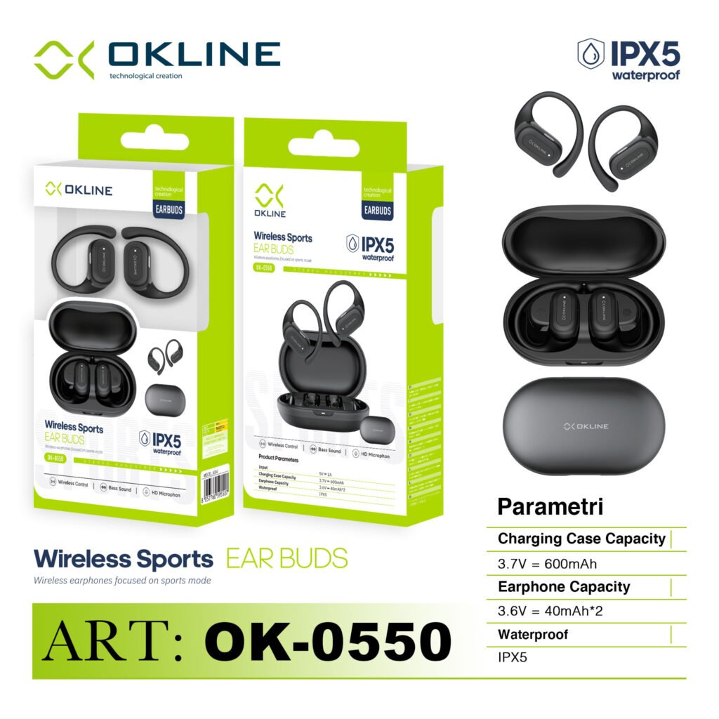 ART.AB40NERO OK-0550 OKLINE EARBUDS CUFFIE WIRELESS SPORTS NERO
