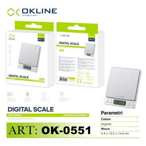 Art.Ok-0551 Okline Digital Scale Bilancia Argento