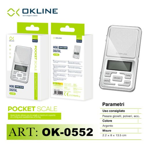 Art.Ok-0552 Okline Pocket Scale Mini Bilancia Argento