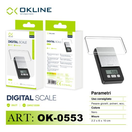 Art.Ok-0553 Okline Digital Scale Bilancia Nero E Argento