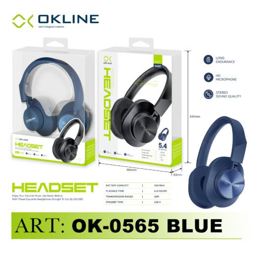 Art.Ok-0565Blu Okline Headset Cuffie Bluetooth Blu