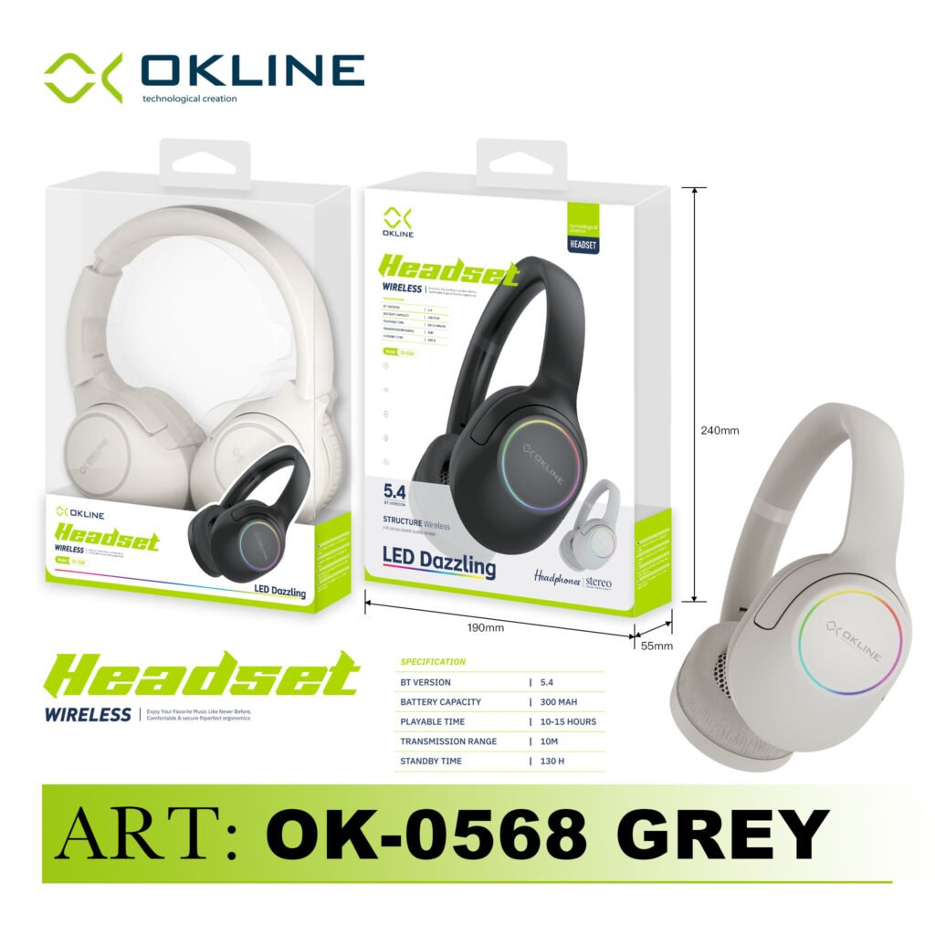 ART.OK-0568GRI OKLINE HEADSET CUFFIE BLUETOOTH GRIGIO
