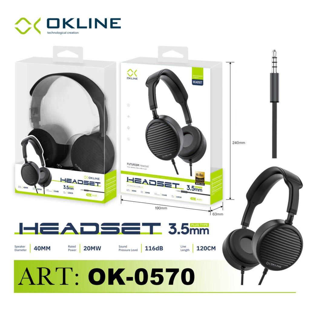 ART.OK-0570NERO OKLINE HEADSET CUFFIE 3.5MM 120CM NERO