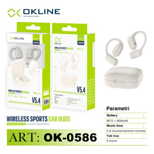 ART.AB42 OK-0586 OKLINE WIRELESS SPORTS EAR BUDS BIANCO