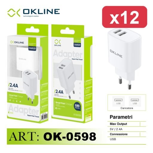 OKLINE CARICATORE DOPPIA USB 2.4A