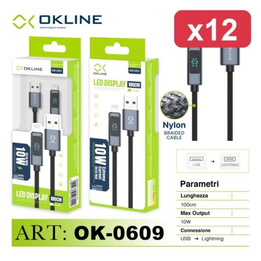 OK-LINE CAVO 100CM USB/LIGHT 10W DISPLAY