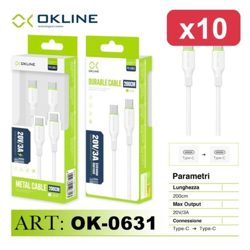 OKLINE CAVO 200CM TYPE-C/TYPE-C