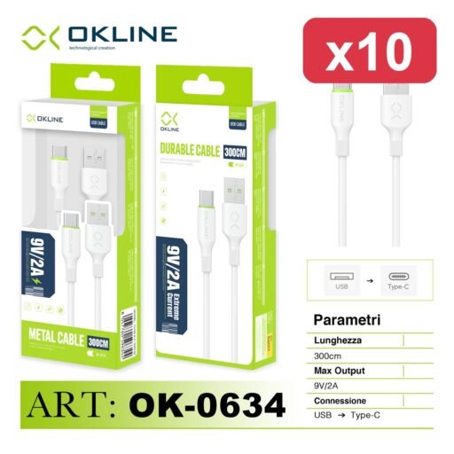 OKLINE CAVO 300CM USB/TYPE-C