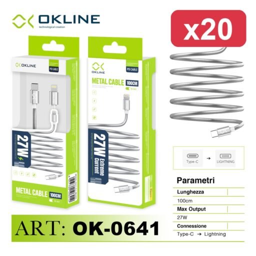 OKLINE CAVO 100CM TYPE-C/LIGHT. 27W GRAY