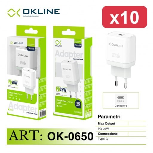 OKLINE CARICATORE USB-C PD25W