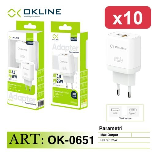 OKLINE CARICATORE PD25W QC3.0