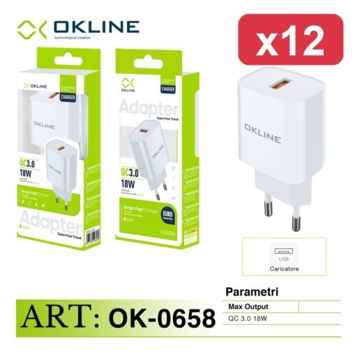 OKLINE CARICATORE USB-A QC3.0 18W