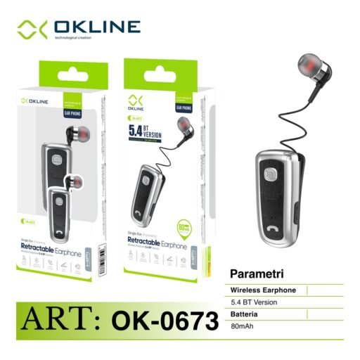 OKLINE AURICOLARE RETRATTILE CON CLIP WIRELESS