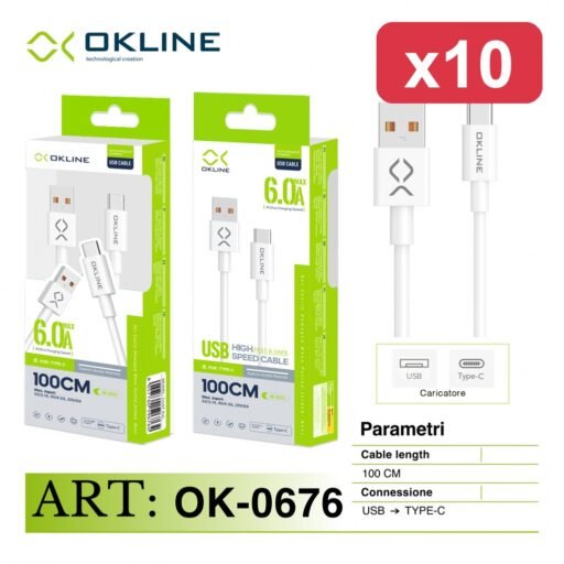 OKLINE CAVO USB/TYPE-C 3.0A 100CM