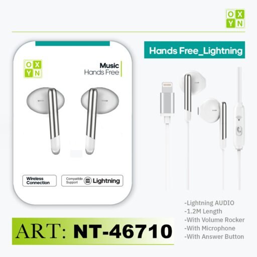 Art.Nt-46710 Oxyn Music Auricolare A Filo Iphone Lightning Bianco