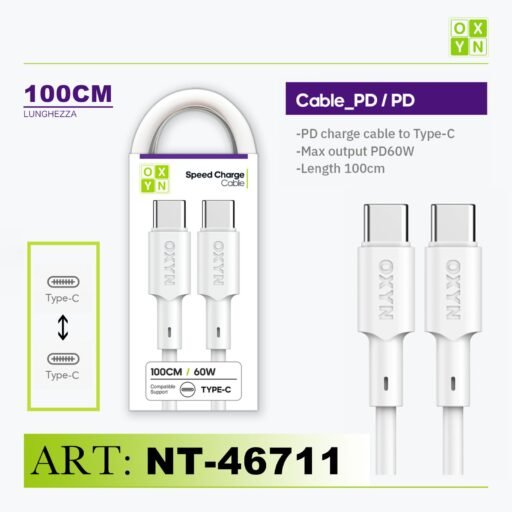 Art.Nt-46711 1 Oxyn Type-C Type-C Cavo Pd60W 100Cm Bianco