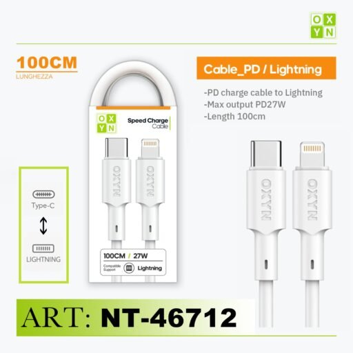 Art.Nt-46712 1 Oxyn Type-C Iphone Lightning Cavo Pd27W 100Cm Bianco