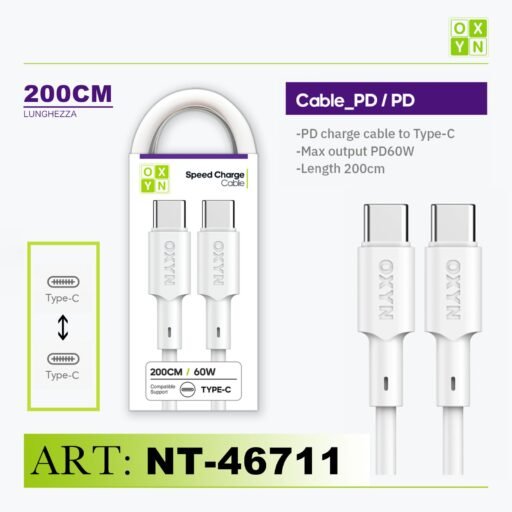 Art.Nt-46711 2 Oxyn Type-C Type-C Cavo Pd60W 200Cm Bianco