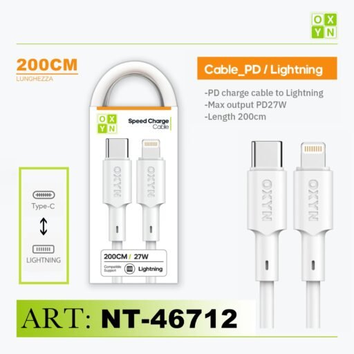 Art.Nt-46712 2 Oxyn Type-C Iphone Lightning Cavo Pd27W 200Cm Bianco