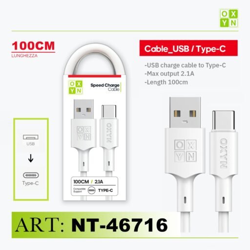 Art.Nt-46716 1 Oxyn Type-C Usb Cavo 2.1A 100Cm Bianco