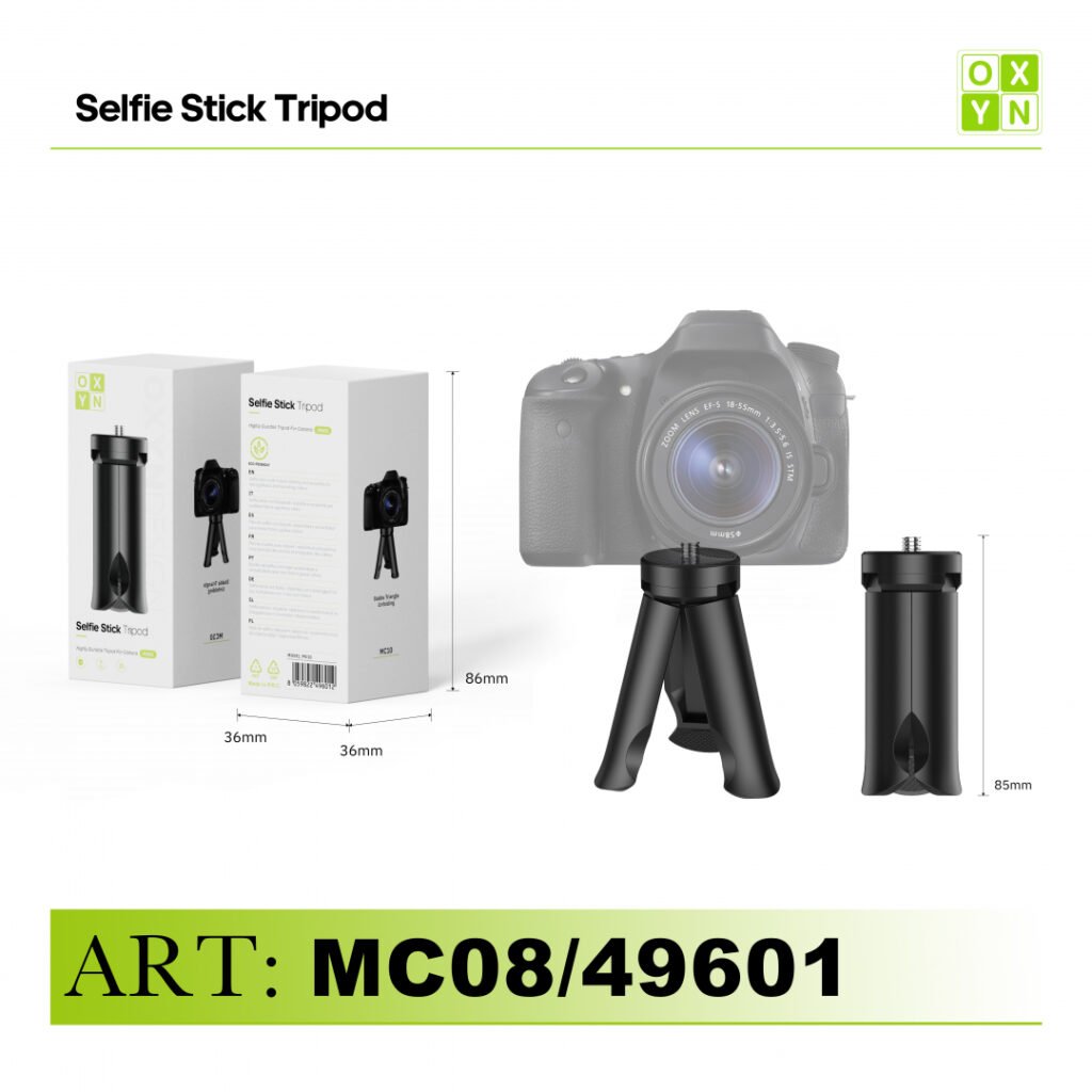 ART.49601 MC10 OXYN SELFIE STICK CON TREPPIEDE PICCOLO NERO