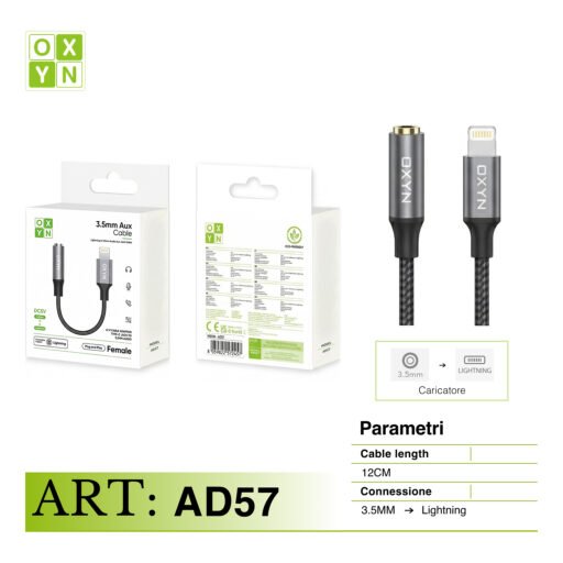 OXYN ADATTATORE LIGHTNING M A JACK 3.5MM F