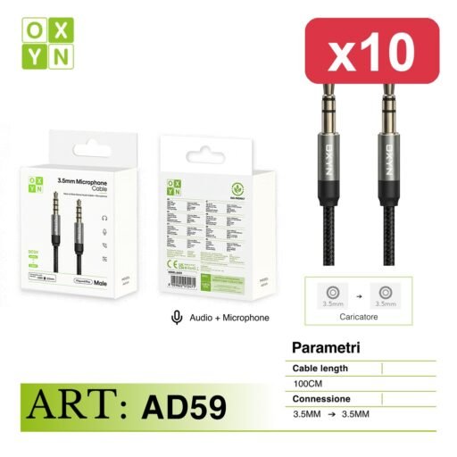 OXYN ADATTATORE JACK 3.5MM M A 3.5MM M MICROFONO AUDIO