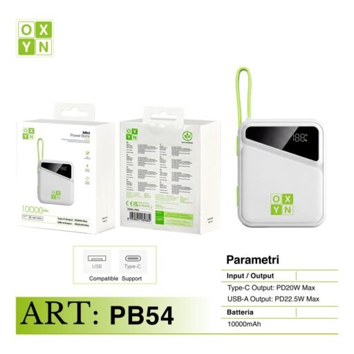 OXYN POWER BANK 5V/3A 10000MAH BIANCO
