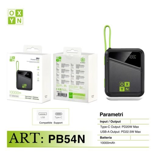 OXYN POWER BANK 5V/3A 10000MAH NERO
