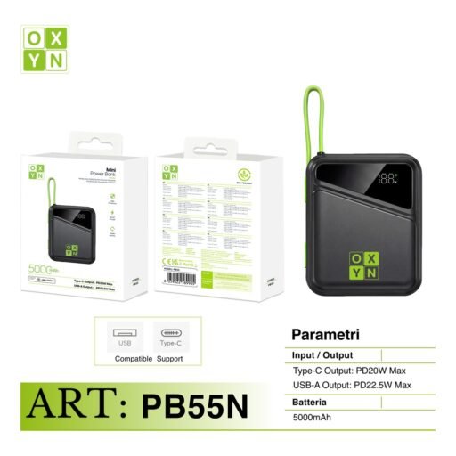 OXYN POWER BANK 5V/3A 5000MAH NERO