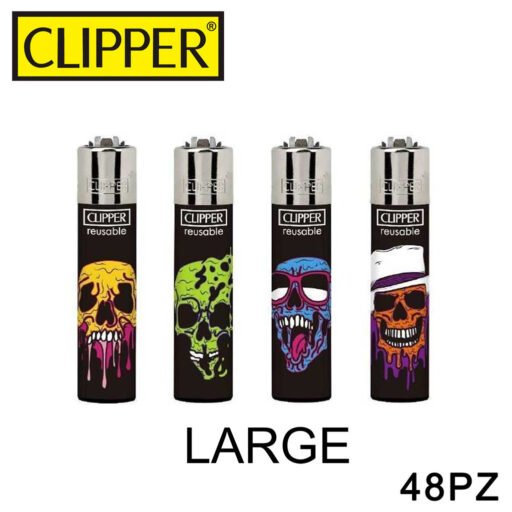 Clipper Accendino Large Molten Skulls 48Pz