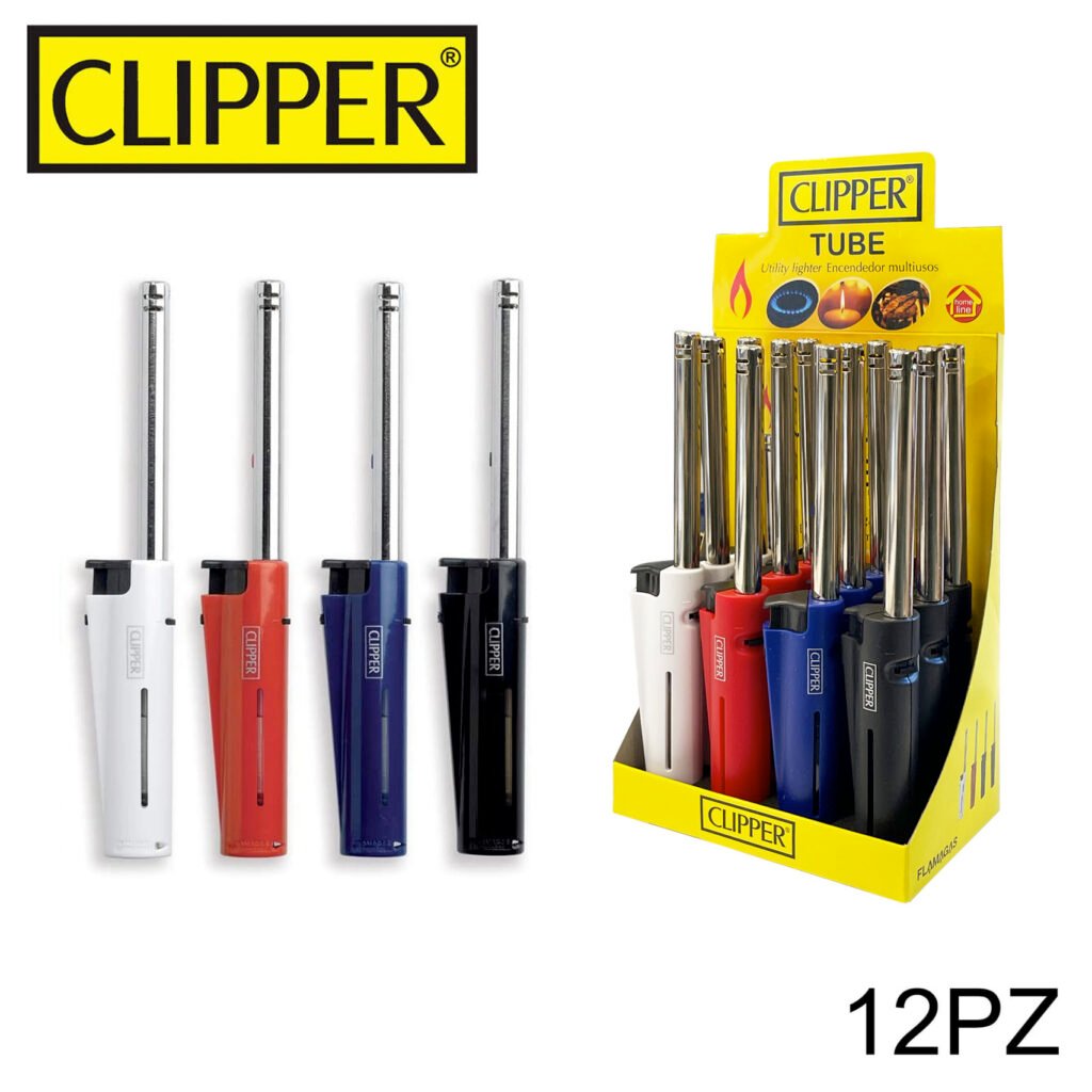 Clipper Tube Accendigas Colorati Ricaricabile 12Pz