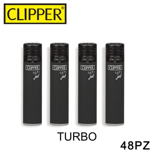 Clipper Accendino Large Turbo Jet Black Soft 48Pz