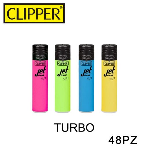 Clipper Accendino Large Turbo Jet Soft Fluo 48Pz
