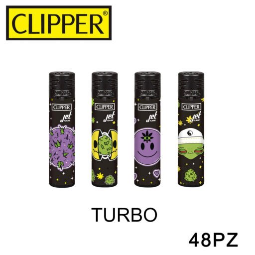 Clipper Accendino Large Turbo Galactic Weed 48Pz