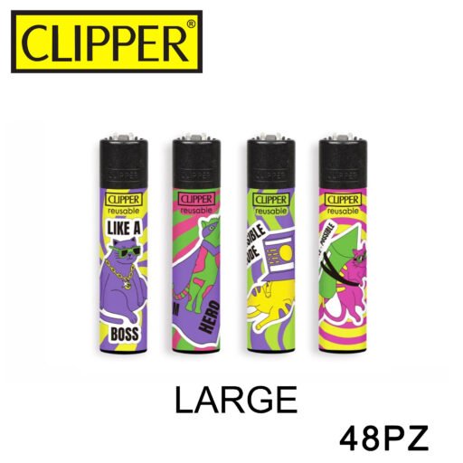 Clipper Accendino Large Cat Rules Bw 48Pz