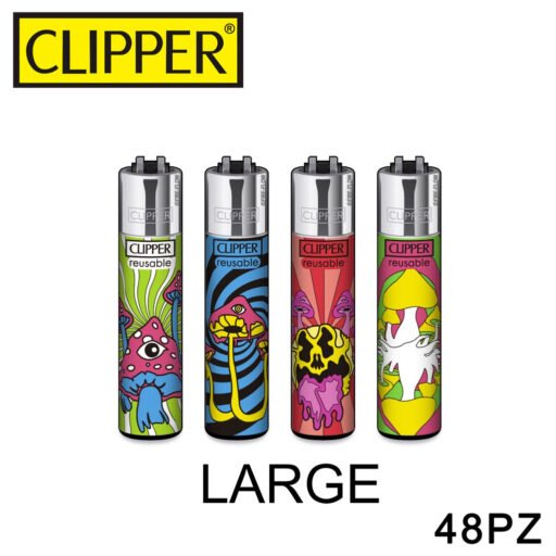 Clipper Accendino Large Neon Shrooms 48Pz