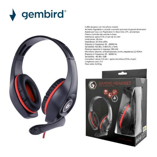 GEMBIRD CUFFIE GAMING CON CONTROLLO VOLUME