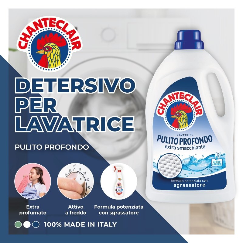 Chanteclair detersivo lavatrice Pulito Profondo istruzioni per l’uso 1260 ml cartone da 8 flaconi