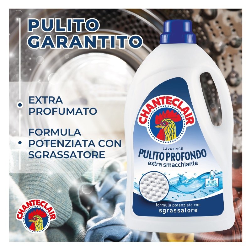 Chanteclair detersivo lavatrice Pulito Profondo con vero Sgrassatore efficace a basse temperature 1260 ml cartone 8
