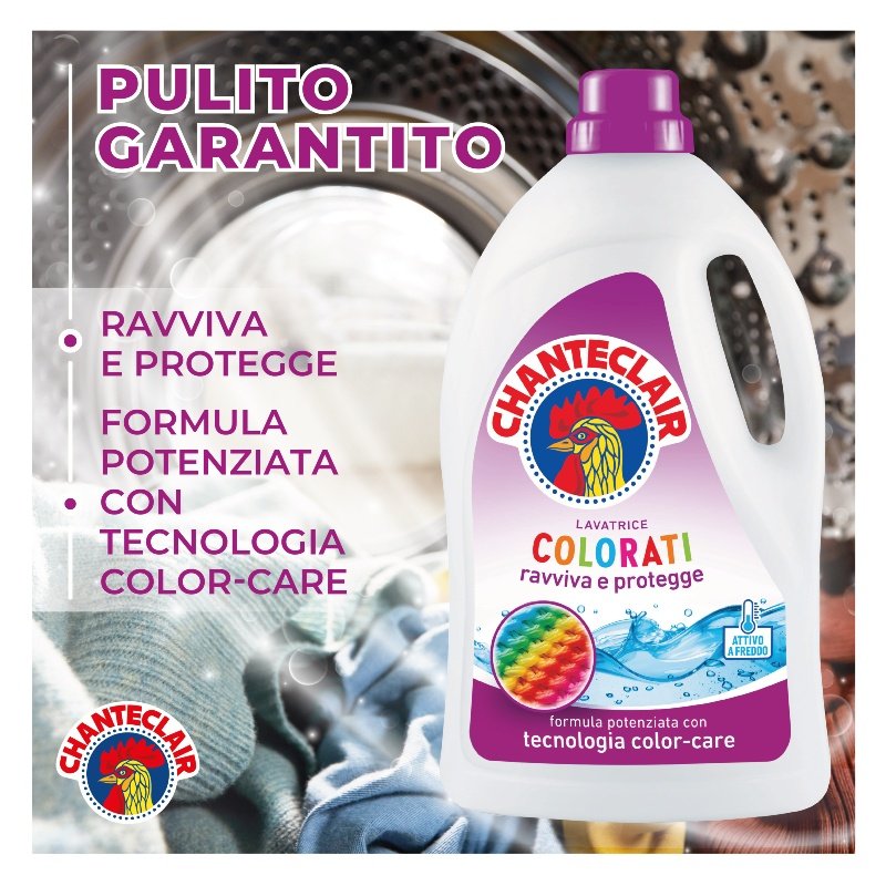 Chanteclair detersivo lavatrice Colorati tecnologia Color-Care attivo a freddo 1260 ml cartone da 8
