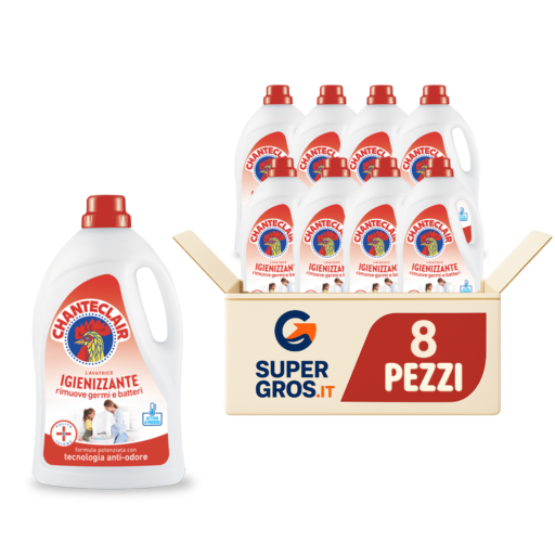 Chanteclair detersivo lavatrice Igienizzante formula concentrata attiva a basse temperature 1260 ml cartone 8 flaconi