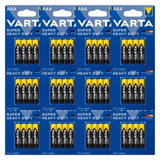 Cartone 12 blister da 4 batterie mini stilo AAA VARTA Super Heavy Duty Zinc Carbon 1,5V R03 (48 pz) EAN 4008496676187
