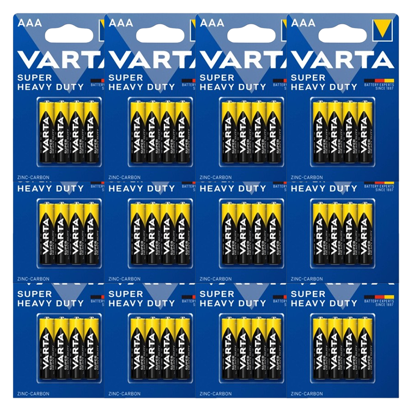 Cartone 12 blister da 4 batterie mini stilo AAA VARTA Super Heavy Duty Zinc Carbon 1,5V R03 (48 pz) EAN 4008496676187